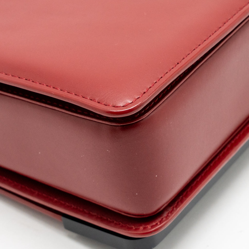 Bvlgari chain flap shoulder bag calfskin Red/Black LGHW