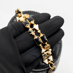 Chanel enamel top handle mini round vanity with chain lambskin black GHW (microchip)