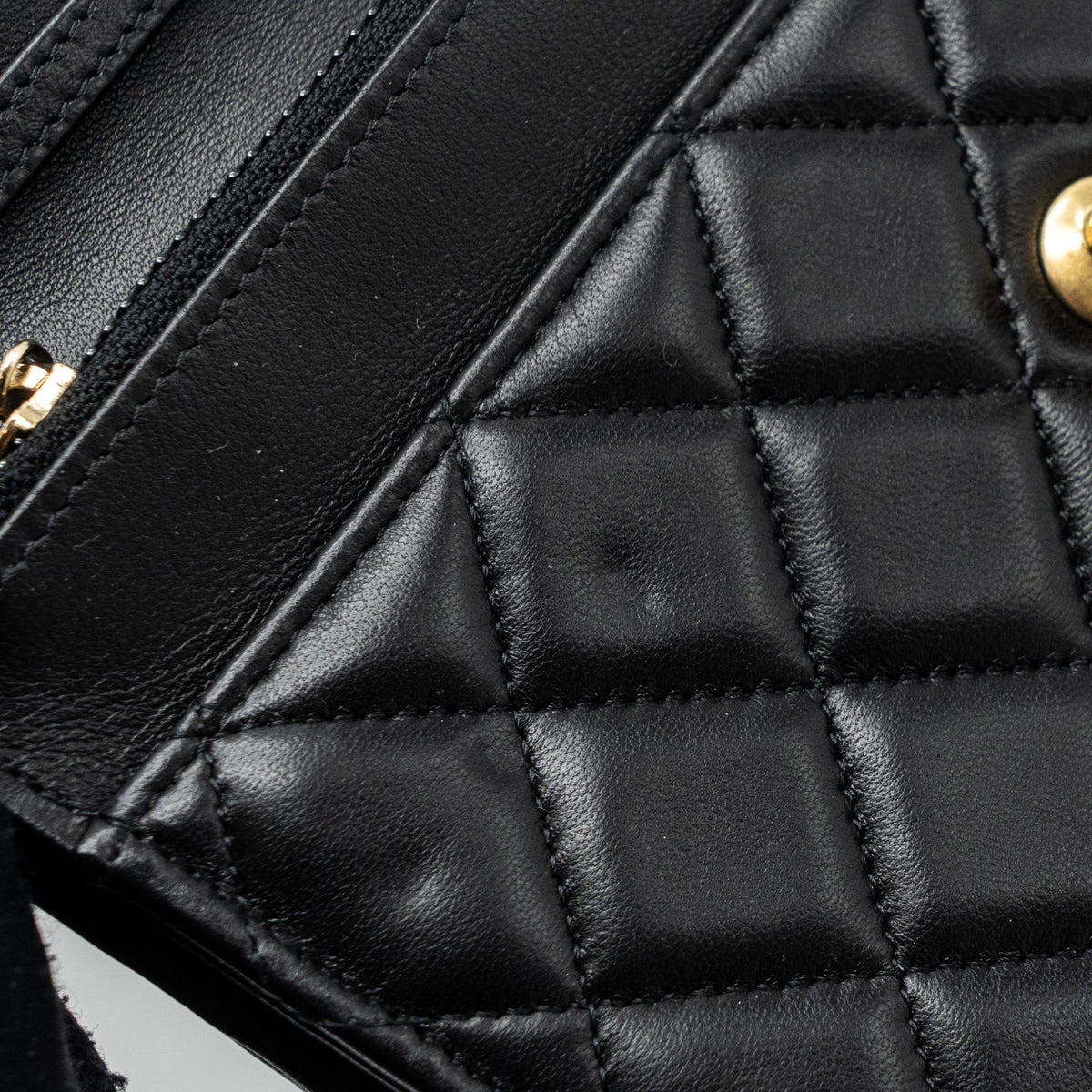 CHANEL PEARL CRUSH WALLET ON CHAIN LAMBSKIN BLACK GHW (MICROCHIP)