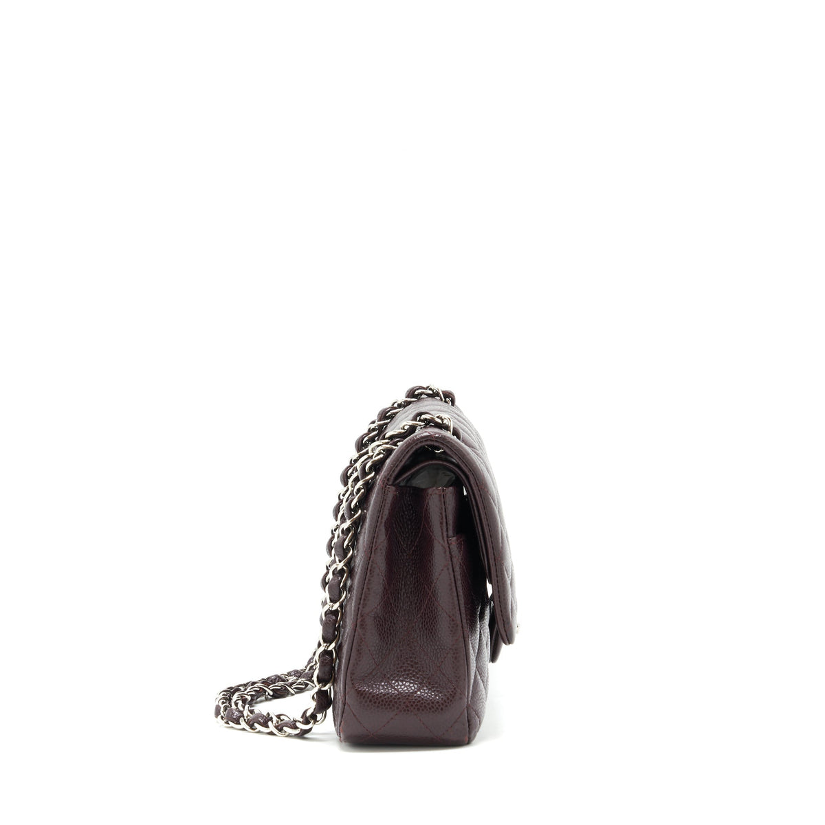 CHANEL MEDIUM CLASSIC DOUBLE FLAP BAG CAVIAR BURGUNDY SHW