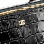 Chanel Top Handle Long Vanity Crocodile Embossed Calfskin Black GHW (Microchip)