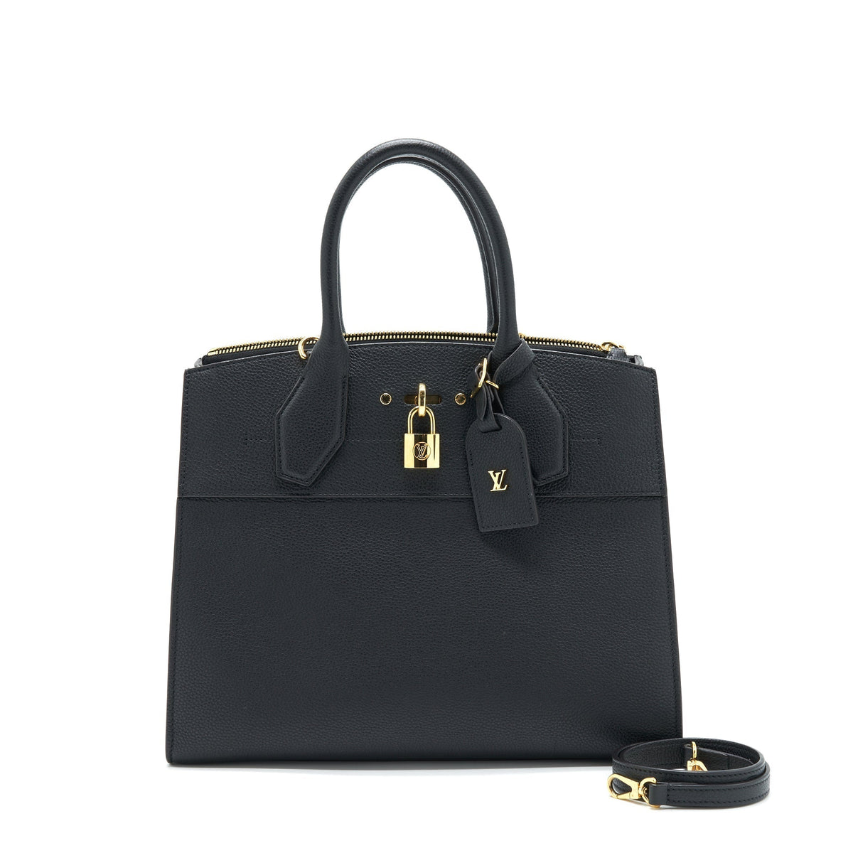 LOUIS VUITTON CITY STEAMER MM BLACK WITH AUTRES CUIRS LEATHER