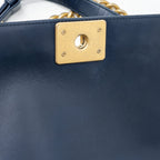 CHANEL MEDIUM BOY BAG LAMBSKIN BLUE GHW