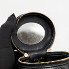 Chanel enamel top handle mini round vanity with chain lambskin black GHW (microchip)