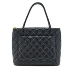 CHANEL VINTAGE MEDALLION TOTE BAG CAVIAR BLACK GHW
