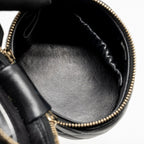 Chanel enamel top handle mini round vanity with chain lambskin black GHW (microchip)
