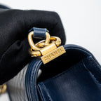 CHANEL MEDIUM BOY BAG LAMBSKIN BLUE GHW
