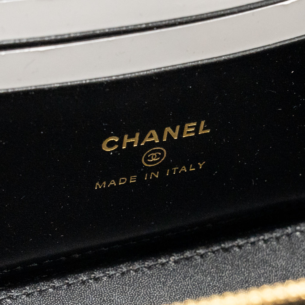 Chanel Top Handle Long Vanity Crocodile Embossed Calfskin Black GHW (Microchip)