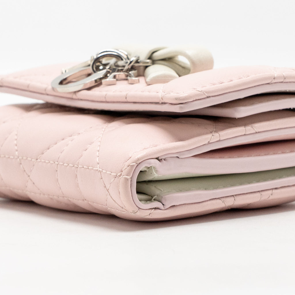 Dior Lady Dior Glycine Wallet Cannage Lambskin Pink Fairytale/Latte SHW