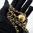 CHANEL PEARL CRUSH WALLET ON CHAIN LAMBSKIN BLACK GHW (MICROCHIP)