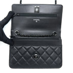 CHANEL TRENDY CC WALLET ON CHAIN LAMBSKIN SO BLACK WITH BLACK HARDWARE (MICROCHIP)