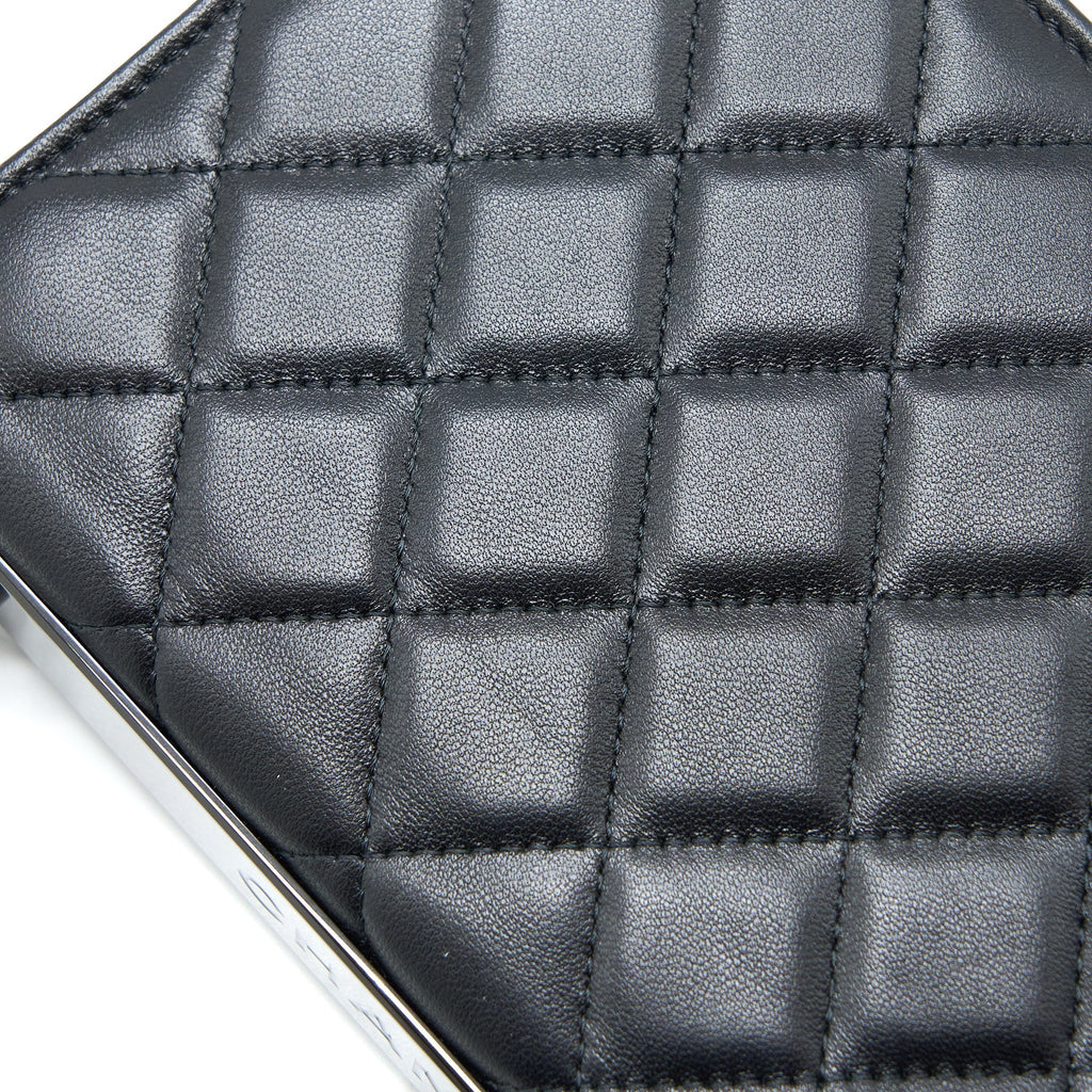 CHANEL TRENDY CC WALLET ON CHAIN LAMBSKIN SO BLACK WITH BLACK HARDWARE (MICROCHIP)
