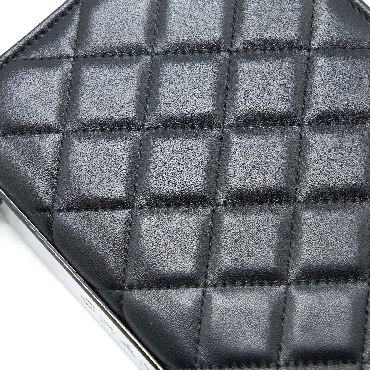 CHANEL TRENDY CC WALLET ON CHAIN LAMBSKIN SO BLACK WITH BLACK HARDWARE (MICROCHIP)