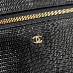 Chanel Vanity with Chain Lizard Embossed Calfskin Black GHW (Microchip)