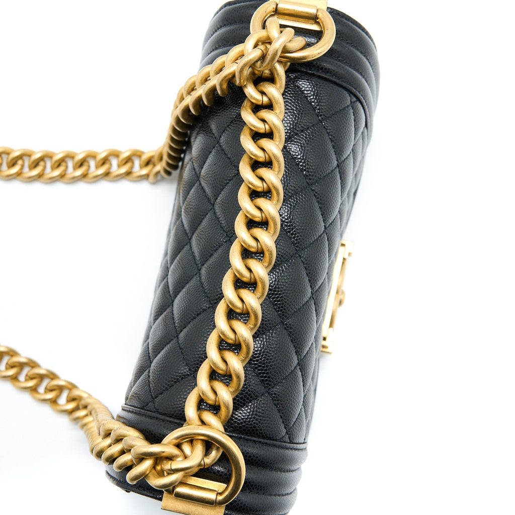 CHANEL SMALL BOY BAG CAVIAR BLACK GHW