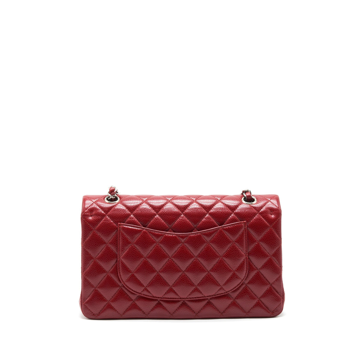 CHANEL MEDIUM CLASSIC DOUBLE FLAP BAG CAVIAR RED SHW