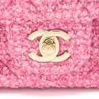CHANEL MINI RECTANGULAR FLAP BAG TWEED PINK LGHW (MICROCHIP)