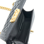 CHANEL SMALL BOY BAG CAVIAR BLACK GHW