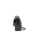 CHANEL SMALL CLASSIC DOUBLE FLAP BAG CAVIAR BLACK GHW (MICROCHIP)