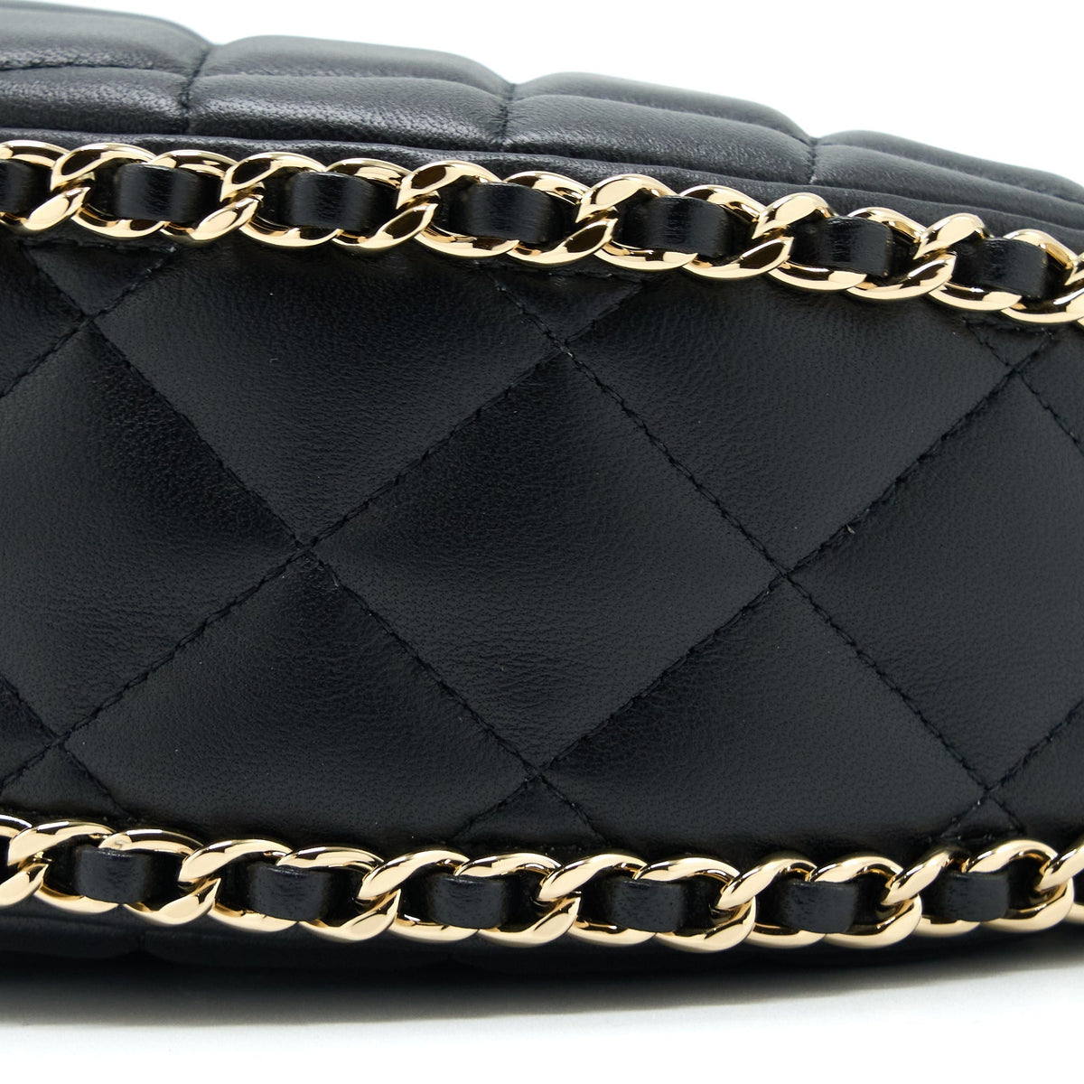 CHANEL SMALL MOON HOBO BAG LAMBSKIN BLACK LGHW (MICROCHIP)