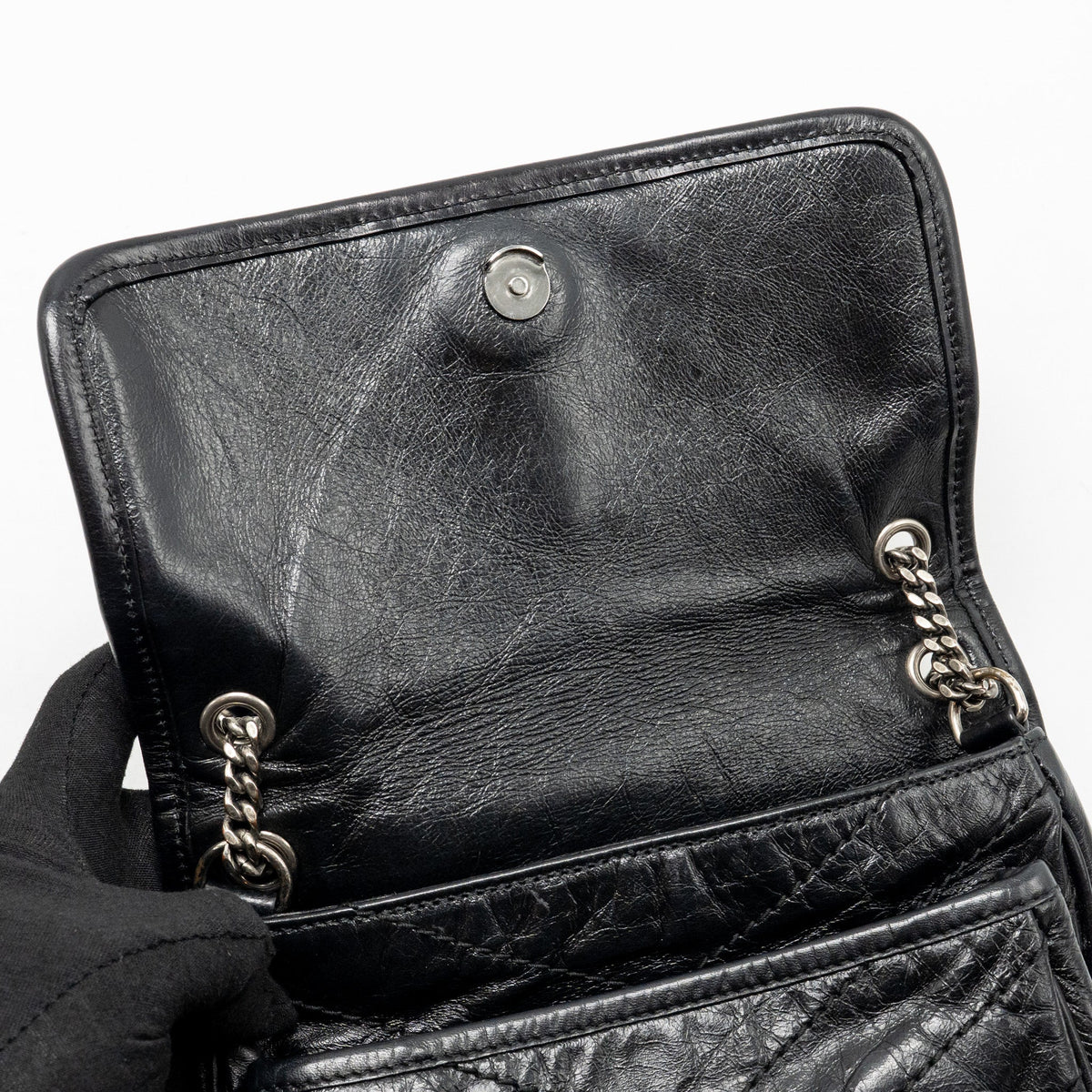 Saint Laurent/YSL Niki Baby Aged Calfskin Black SHW