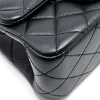 CHANEL CAMELLIA ADJUSTABLE CHAIN MINI SQUARE FLAP BAG LAMBSKIN BLACK GHW (MICROCHIP)