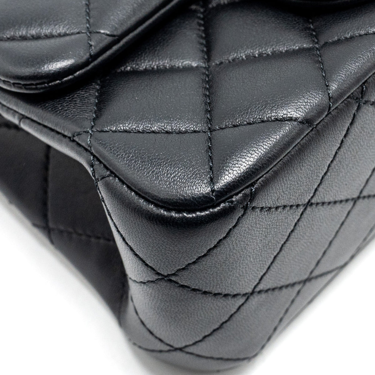 CHANEL CAMELLIA ADJUSTABLE CHAIN MINI SQUARE FLAP BAG LAMBSKIN BLACK GHW (MICROCHIP)