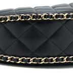 CHANEL SMALL MOON HOBO BAG LAMBSKIN BLACK LGHW (MICROCHIP)