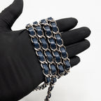 Chanel classic mini rectangular flap bag tweed/flower sequins navy/multicolour SHW (microchip)