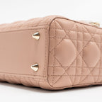 DIOR SMALL LADY DIOR LAMBSKIN DARK PINK LGHW