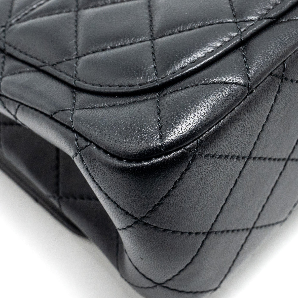 CHANEL CAMELLIA ADJUSTABLE CHAIN MINI SQUARE FLAP BAG LAMBSKIN BLACK GHW (MICROCHIP)