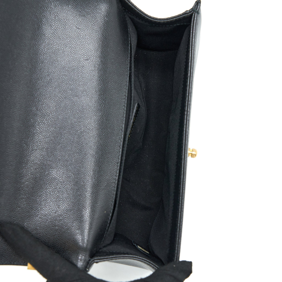 CHANEL MEDIUM BOY BAG CAVIAR BLACK BRUSHED GHW