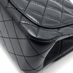 CHANEL CAMELLIA ADJUSTABLE CHAIN MINI SQUARE FLAP BAG LAMBSKIN BLACK GHW (MICROCHIP)