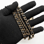 CHANEL LONG VANITY CASE BAG RAFFIA/CALFSKIN BLACK/BEIGE LGHW