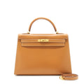 Hermes Vintage Kelly 32 Box Leather Natural Sable GHW
