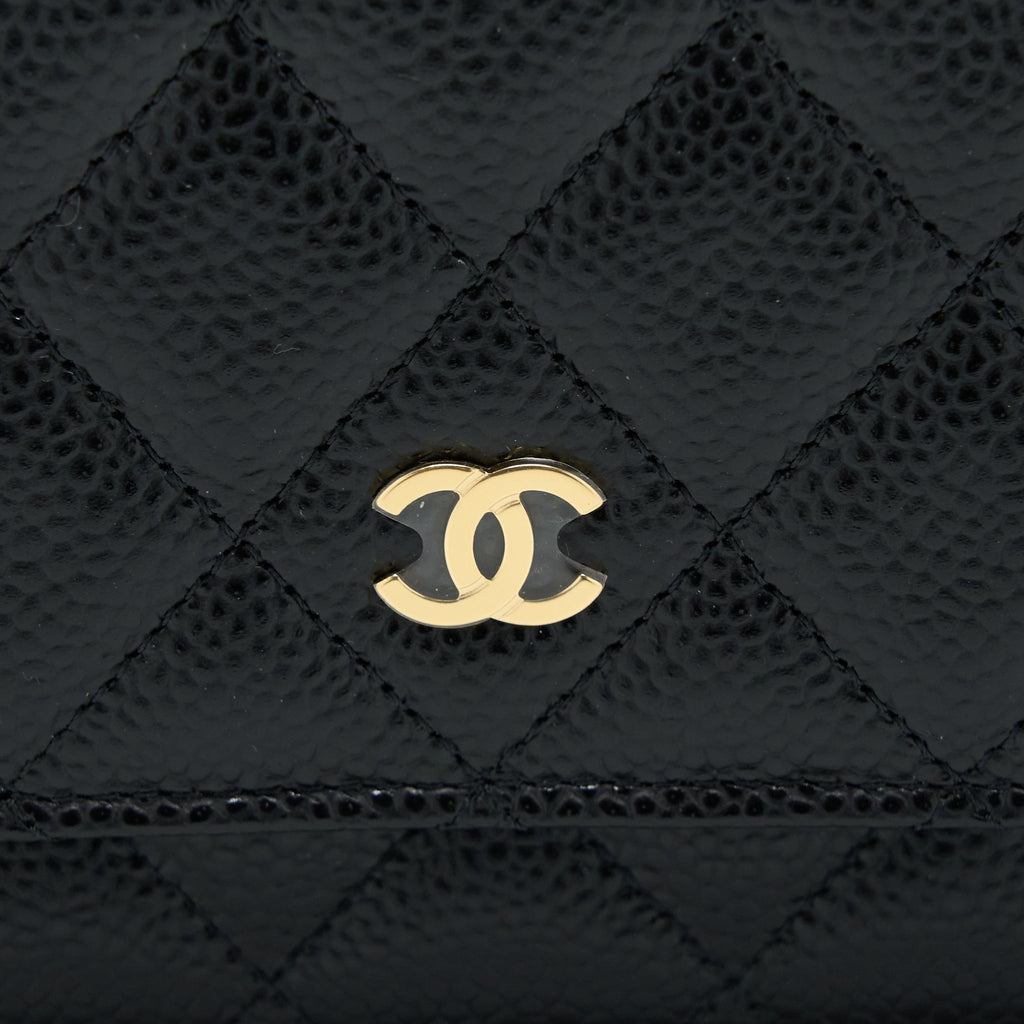 CHANEL CLASSIC WALLET ON CHAIN CAVIAR BLACK GHW (MICROCHIP)