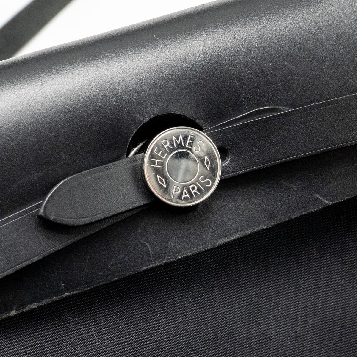 Hermes herbag 31 zip bag canvas/Hunter leather black SHW
