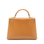 Hermes Vintage Kelly 32 Box Leather Natural Sable GHW