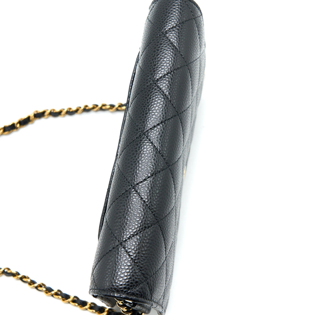 CHANEL CLASSIC WALLET ON CHAIN CAVIAR BLACK GHW (MICROCHIP)