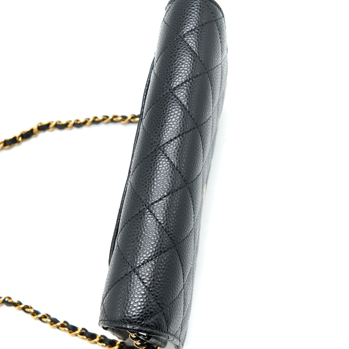 CHANEL CLASSIC WALLET ON CHAIN CAVIAR BLACK GHW (MICROCHIP)