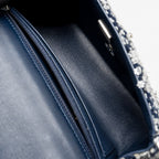 Chanel classic mini rectangular flap bag tweed/flower sequins navy/multicolour SHW (microchip)