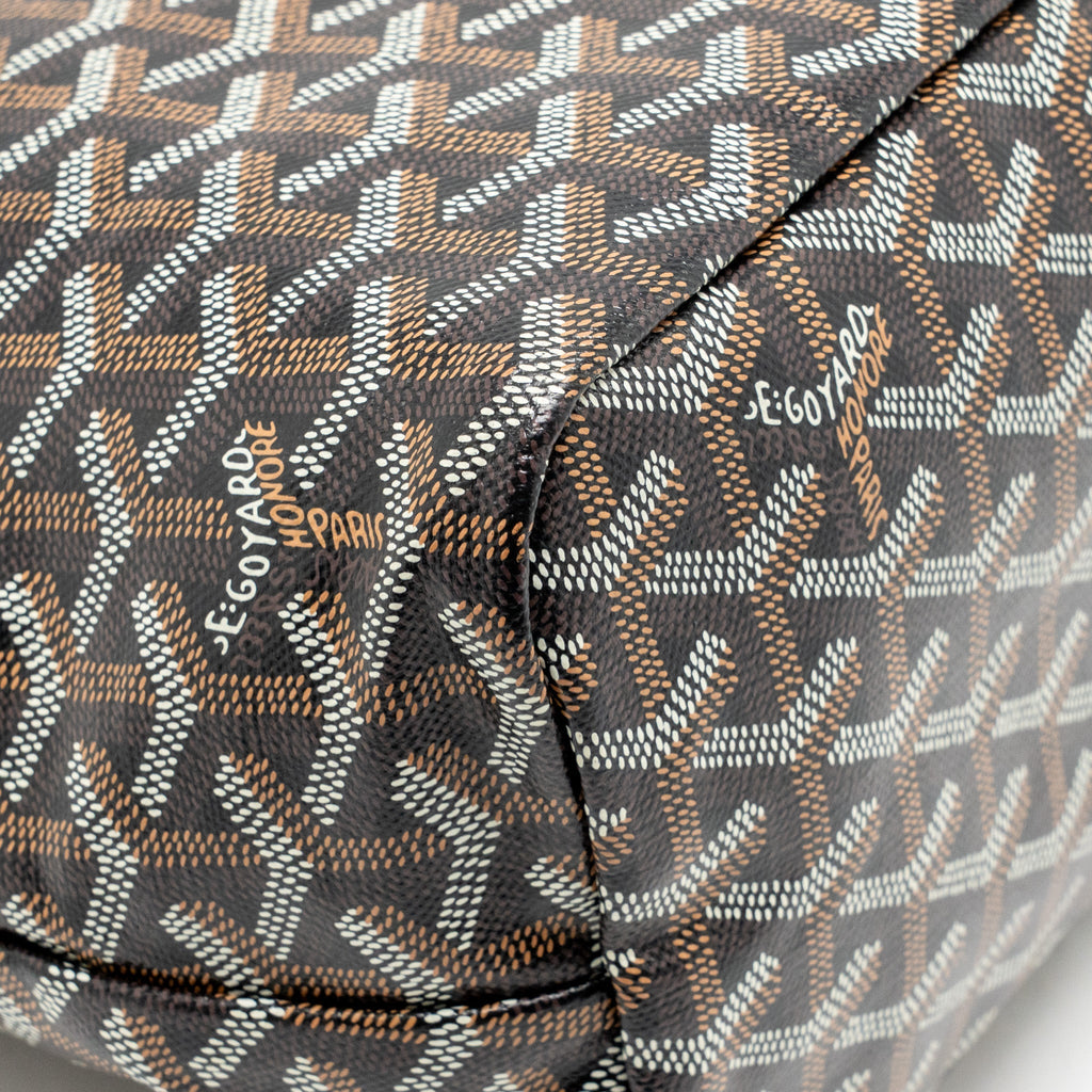 GOYARD BOHEME HOBO BAG GOYARDINE CANVAS/CALFSKIN BLACK/BROWN SHW