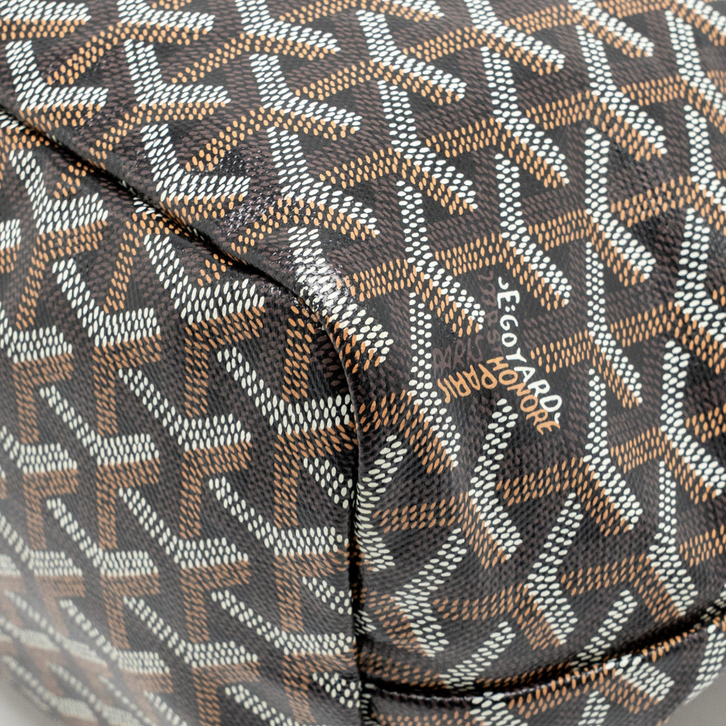 GOYARD BOHEME HOBO BAG GOYARDINE CANVAS/CALFSKIN BLACK/BROWN SHW