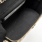 CHANEL LONG VANITY CASE BAG RAFFIA/CALFSKIN BLACK/BEIGE LGHW