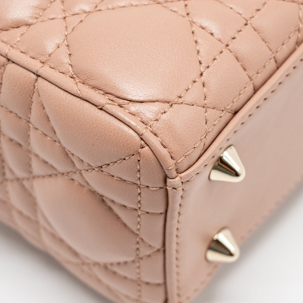 DIOR SMALL LADY DIOR LAMBSKIN DARK PINK LGHW