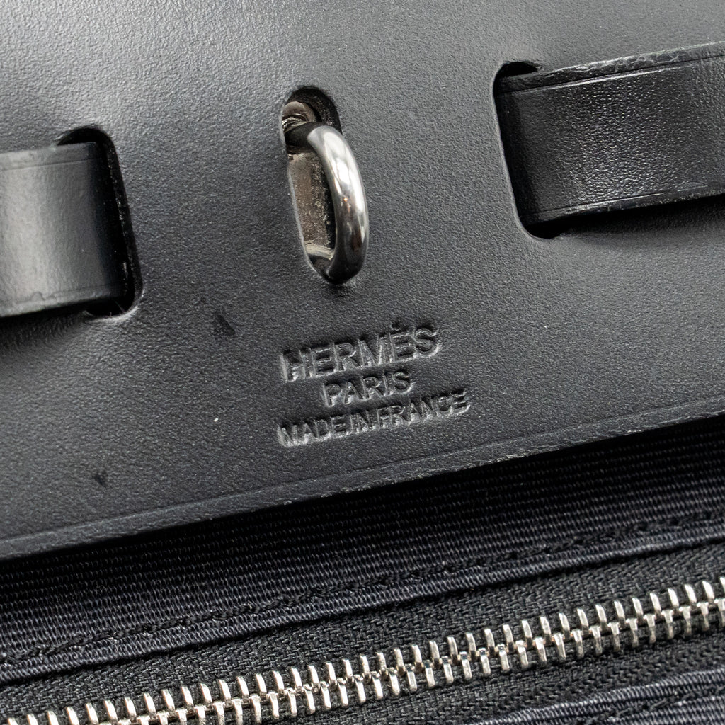 Hermes herbag 31 zip bag canvas/Hunter leather black SHW