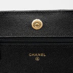 CHANEL WALLET ON CHAIN WITH POCKET BLACK CAVIAR GHW (MICROCHIP)