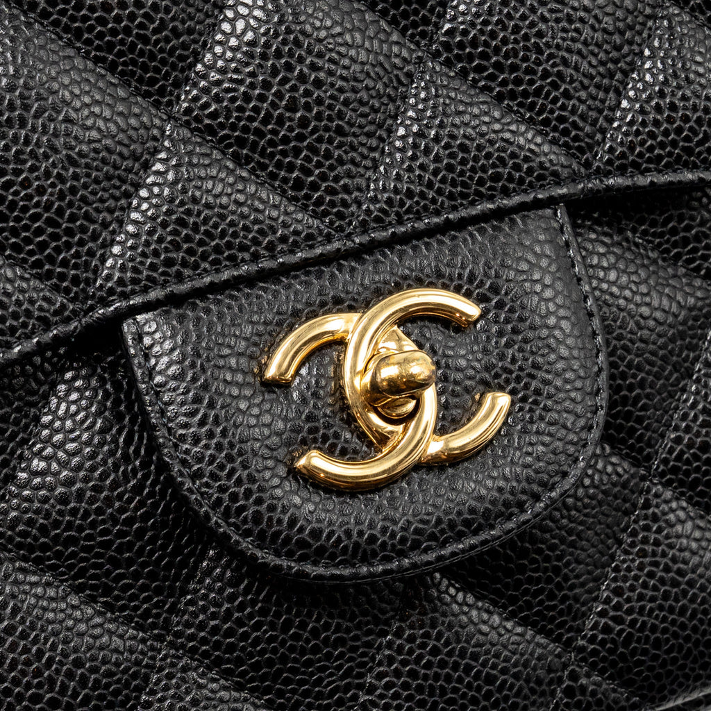 CHANEL JUMBO CLASSIC DOUBLE FLAP BAG CAVIAR BLACK GHW
