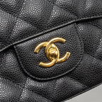 CHANEL CLASSIC JUMBO SINGLE FLAP BAG CAVIAR BLACK GHW