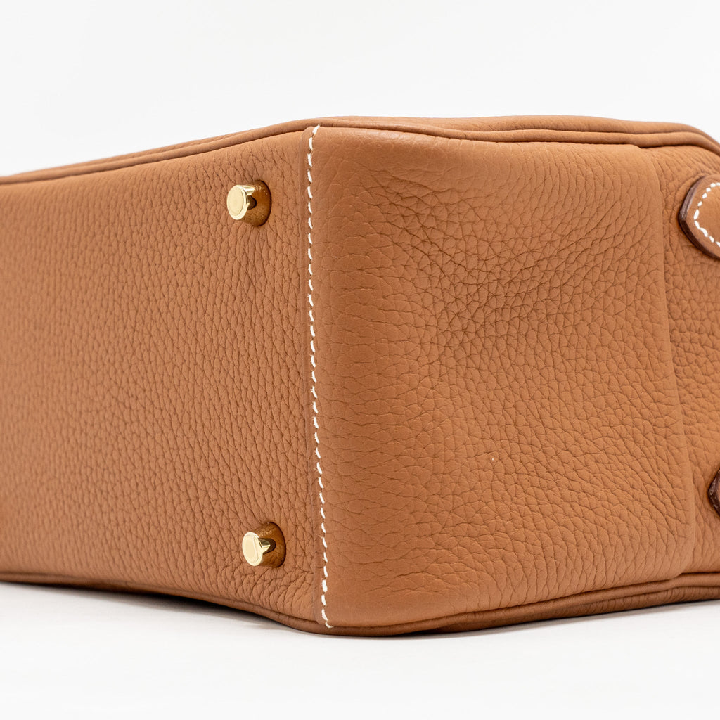Hermes Mini Lindy Clemence Gold GHW